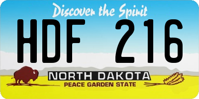 ND license plate HDF216