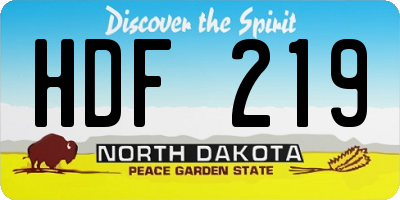 ND license plate HDF219