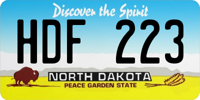 ND license plate HDF223