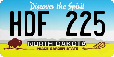 ND license plate HDF225