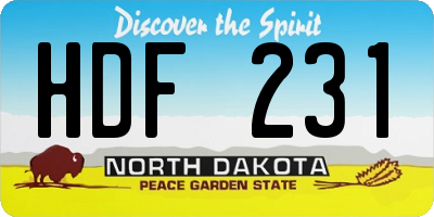 ND license plate HDF231
