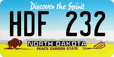 ND license plate HDF232