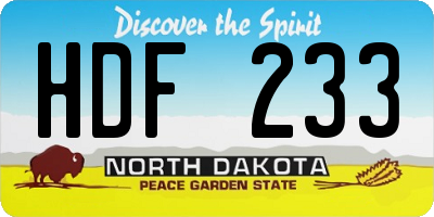 ND license plate HDF233