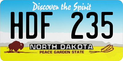 ND license plate HDF235