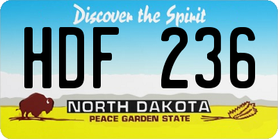 ND license plate HDF236
