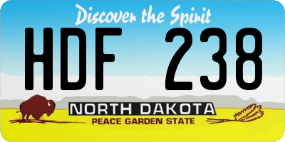 ND license plate HDF238