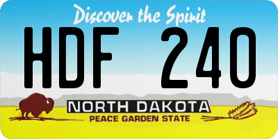 ND license plate HDF240
