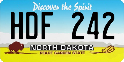 ND license plate HDF242