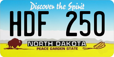 ND license plate HDF250