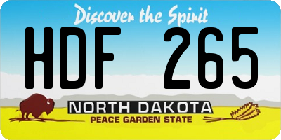 ND license plate HDF265