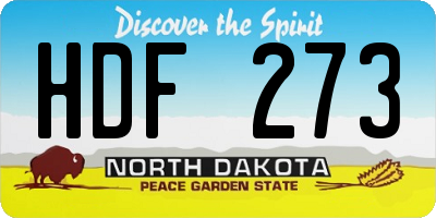 ND license plate HDF273