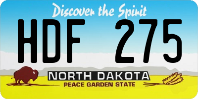 ND license plate HDF275