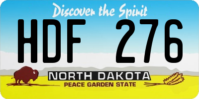 ND license plate HDF276