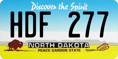 ND license plate HDF277