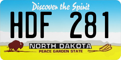 ND license plate HDF281