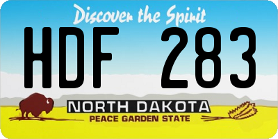 ND license plate HDF283