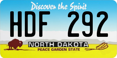 ND license plate HDF292