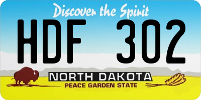 ND license plate HDF302
