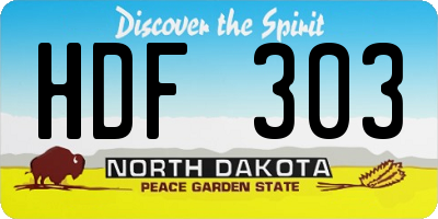 ND license plate HDF303