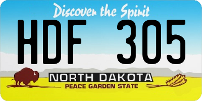 ND license plate HDF305