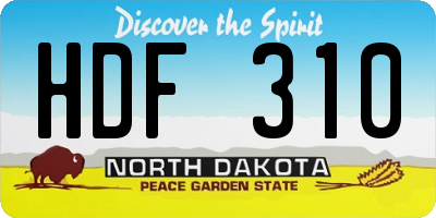ND license plate HDF310