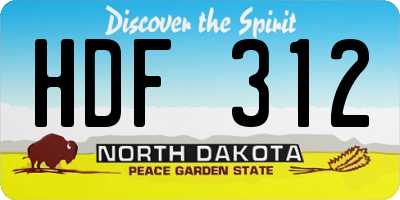 ND license plate HDF312