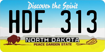 ND license plate HDF313