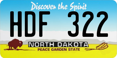 ND license plate HDF322