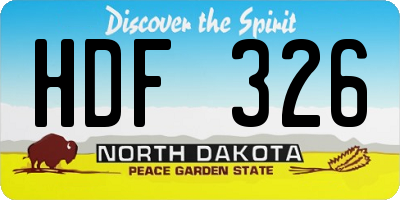 ND license plate HDF326