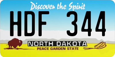 ND license plate HDF344