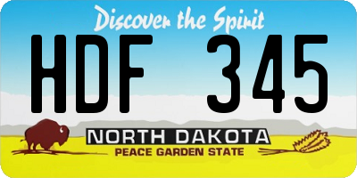 ND license plate HDF345