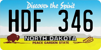 ND license plate HDF346