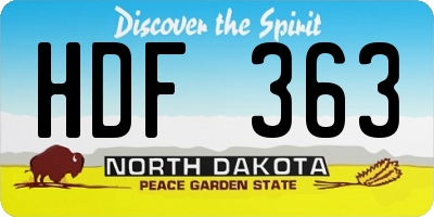 ND license plate HDF363