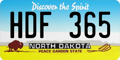 ND license plate HDF365