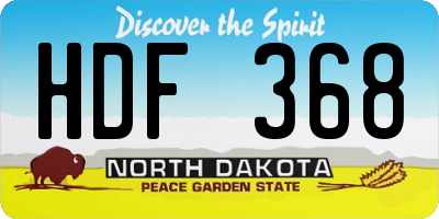 ND license plate HDF368