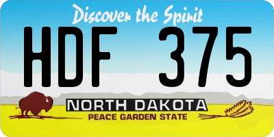 ND license plate HDF375