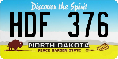 ND license plate HDF376