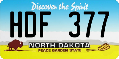 ND license plate HDF377