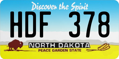 ND license plate HDF378