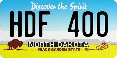 ND license plate HDF400