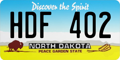 ND license plate HDF402
