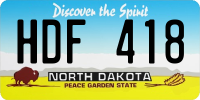 ND license plate HDF418