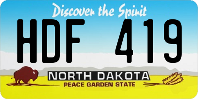 ND license plate HDF419