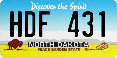 ND license plate HDF431