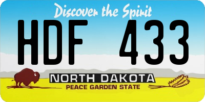 ND license plate HDF433