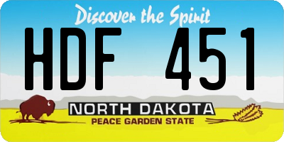 ND license plate HDF451