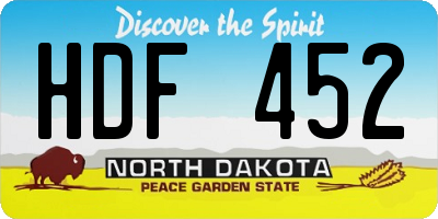 ND license plate HDF452