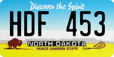 ND license plate HDF453