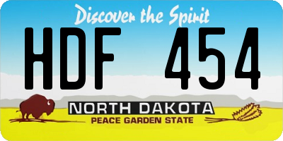 ND license plate HDF454