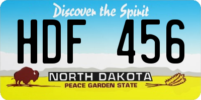 ND license plate HDF456